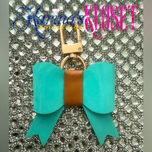 Tiffany Blue & Vachetta Leather Bow 🎀 Custom Made Genuine Leather Charm